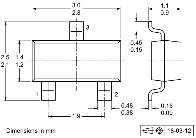 BAV99 SOT23 Dimensions